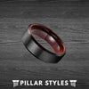 Black Titanium Ring Mens Wedding Band - Rose Wood Wedding Band - Pillar Styles