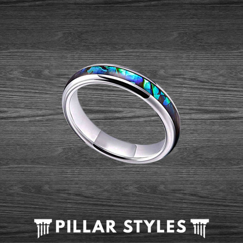 VAKKI 8mm Tungsten & Shell Wedding Band – Beveled Edge Comfort Fit Ring, Size 11, For Men & Women - View #3