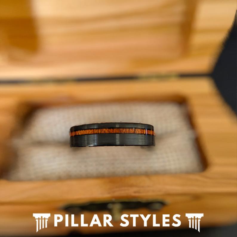 6mm Koa Wood Ring Mens Wedding Band Tungsten Ring - Unique Wood Wedding Ring - Pillar Styles