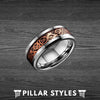 18K Rose Gold Ring Mens Viking Ring Tungsten Wedding Band Dragon Ring - Celtic Mens Ring - Pillar Styles