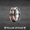 18K Rose Gold Ring Mens Viking Ring Tungsten Wedding Band Dragon Ring - Celtic Mens Ring - Pillar Styles