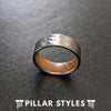 Whiskey Barrel Ring Mens Wedding Band - Silver Titanium Wood Ring - 8mm Bourbon Whiskey Wood Wedding Ring for Men - Pillar Styles