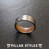 6mm Mens Whiskey Barrel Ring Silver Titanium Wedding Band - Bourbon Whiskey Wood Rings for Men - Pillar Styles