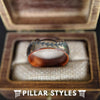 Titanium Baseball Ring - Mens Koa Wood Ring with Baseball Stitching - Unique Wedding Rings for Men - Pillar Styles