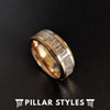 Deer Antler Rings 14K Rose Gold Ring Mens Wedding Band Tungsten Ring - Antler Wedding Band - Pillar Styles