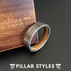 6mm Mens Whiskey Barrel Ring Silver Titanium Wedding Band - Bourbon Whiskey Wood Rings for Men - Pillar Styles