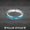 4mm Blue Opal Ring Tungsten Wedding Bands Women Ring - Pillar Styles