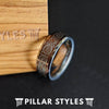 Viking Ring Mens Wedding Band Hammered Ring, 8mm & 6mm Norse Tungsten Ring - Pillar Styles