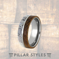 Whiskey Barrel Wedding Band with Antler Inlay - Pillar Styles