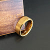 Yellow Gold Ring Mens Wedding Band Tungsten Ring 8mm Gold Wedding Band Mens Ring Unique 14K Gold Rings for Him
