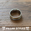 Silver Damascus Ring 14K Gold Wedding Band Mens Ring 8mm Yellow Gold Ring with Damascus Steel