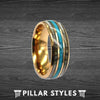 8mm Mens Turquoise Ring Rose Gold Wedding Band Tungsten Ring Mens Wedding Band 18K Rose Gold Ring