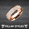 14K Rose Gold Deer Antler Ring Mens Wedding Band Tungsten Ring 8mm Rose Gold Wedding Band Antler Rings for Men