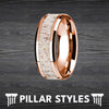 14K Rose Gold Deer Antler Ring Mens Wedding Band Tungsten Ring 8mm Rose Gold Wedding Band Antler Rings for Men