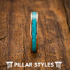 18K Rose Gold Turquoise Ring Titanium Wedding Band Womens Ring 4mm Unique Boho Nature Rings