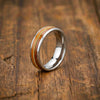 Silver Whiskey Barrel Guitar String Ring Mens Wedding Band Tungsten Rings with Bourbon Wood Inlay