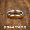 Silver Whiskey Barrel Guitar String Ring Mens Wedding Band Tungsten Rings with Bourbon Wood Inlay