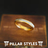 14K Gold Mother of Pearl Ring Mens Wedding Band Tungsten Rings with Pearl Inlay 4mm Yellow Gold Wedding Band Womens Ring Thin Tropical Ring