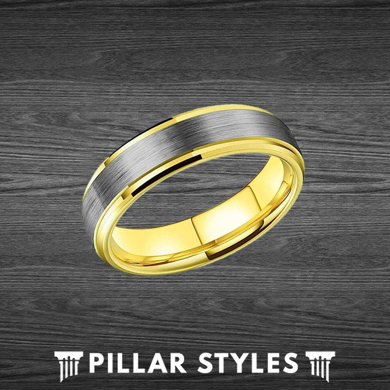 Thin 14K Gold Wedding Bands Womens Ring 6mm Yellow Gold Ring with