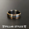 6mm Rose Gold Ring Mens Wedding Band Black Ring Tungsten Wedding Band Mens Ring with 18K Rose Gold Step Edges