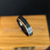 6mm Rose Gold Ring Mens Wedding Band Black Ring Tungsten Wedding Band Mens Ring with 18K Rose Gold Step Edges