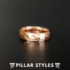 18K Rose Gold Ring Mens Wedding Band Hammered Ring 6mm Rose Gold Wedding Band Tungsten Rings