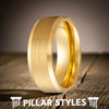 6mm Yellow Gold Ring Womens Wedding Band Titanium Ring Thin 14K Gold Ring with Beveled Edges 6mm/8mm Couples Rings