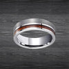 Hawaiian Koa Wood Ring Mens Wedding Band Tungsten Ring 8mm Silver Wooden Ring Nature Wedding Rings with Offset Wood Inlay