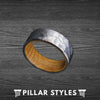 8mm Silver Whiskey Barrel Ring Mens Wedding Band Wood Ring Titanium Wedding Band Hammered Rings for Men