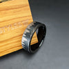 Black Tungsten Rings for Men 8mm Forest Tree Mountain Ring Mens Wedding Band Nature Ring Unique Promise Ring for Him