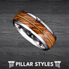 Silver Bourbon Barrel Ring Mens Wedding Band Guitar String Ring 8mm Unique Whiskey Barrel Wood Rings for Men Tungsten Ring