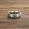 Silver Nature Ring Mens Wedding Band Tungsten Mountain & Forest Ring 8mm Boho Nature Wedding Rings with Tree Etching
