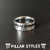 Hammered Meteorite Ring Mens Wedding Band Silver Ring Meteorite Wedding Band Tungsten Rings for Men