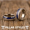 Silver Lapis Lazuli Mens Wedding Band Meteorite Ring with Arrow Inlay 8mm Tungsten Lapis Ring