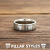 Silver Nature Ring Mens Wedding Band Tungsten Mountain & Forest Ring 8mm Boho Nature Wedding Rings with Tree Etching