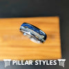 Blue Lapis Lazuli Ring Meteorite Wedding Band Tungsten Ring 8mm Lapis Lazuli Mens Wedding Band Meteorite Ring with Silver Arrow Inlay