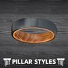 Unique Whiskey Barrel Rings for Men Black Tungsten Ring 6mm Recycled Whisky Bourbon Wood Rings Mens Wedding Band Wooden Couples Ring Set