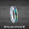 Thin Abalone Ring Tungsten Wedding Band Silver Ring Unique 4mm Abalone Shell Rings for Women