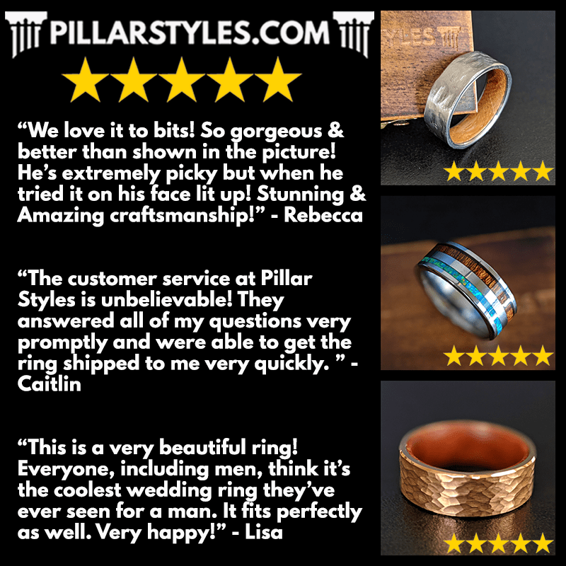 Rose Gold Damascus Steel Ring Mens Damascus Ring 6mm Rose Gold