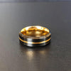 14K Gold Ring Mens Wedding Band Black Ring 8mm Yellow Gold Wedding Band Tungsten Mens Ring