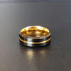 Thin 14K Gold Ring Womens Wedding Band Tungsten Ring - 6mm Yellow Gold Wedding Bands Womens Ring - Black Ring Mens Wedding Bands Couples Ring Set