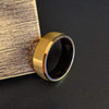 14K Gold Ring Tungsten Wenge Wood Ring Mens Wedding Band