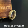14K Gold Ring Damascus Steel Ring Mens Wedding Band - 6mm Damascus Ring Gold Wedding Band