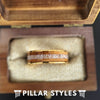 14K Gold Ring Mens Wedding Band Tungsten Ring - Whiskey Barrel Ring Bourbon Wood Rings for Men