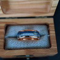 18K Rose Gold Lapis Lazuli Ring Arrow Meteorite Ring Mens Wedding Band Tungsten Ring