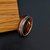 18K Rose Gold Ring Tungsten Meteorite Ring with Koa Wood Inlay - Wood Wedding Bands Mens Ring - Meteorite Ring Set