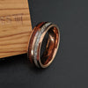 6mm Rose Gold Ring with Meteorite & Wood Inlays - Tungsten Meteorite Wedding Rings - 6mm & 8mm Koa Wood Ring Mens Wedding Band