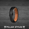 Black Mens Wedding Band Whiskey Barrel Ring 6mm Tungsten Ring Wood Wedding Band Mens Ring - Pillar Styles