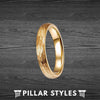 14K Gold Ring Mens Wedding Band Hammered Ring - Pillar Styles