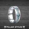 Gear Ring Mens Wedding Band Carbon Fiber Ring - Blue Steampunk Ring Silver Tungsten Rings for Men